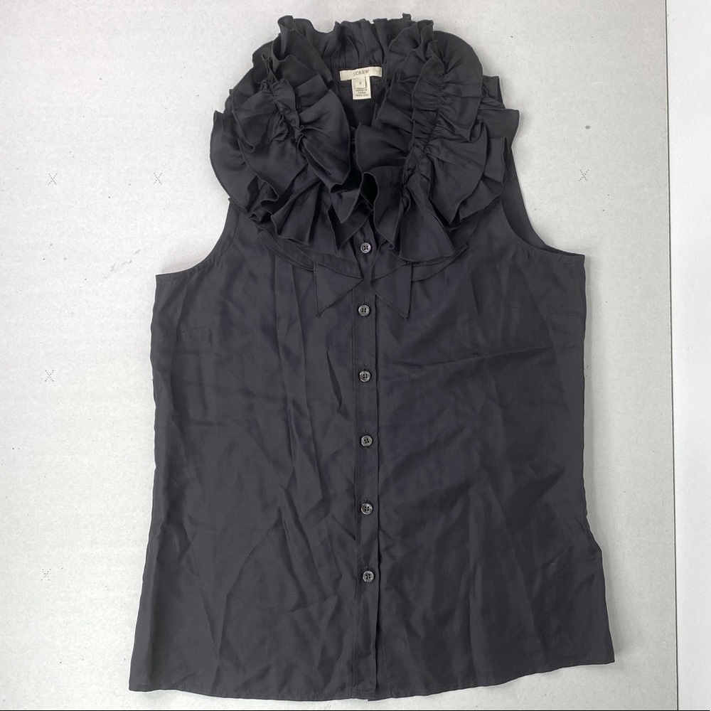 J.Crew Silk Ruffle Neck Button Down Blouse